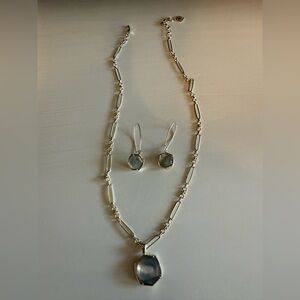 Kendra Scott Gold and Translucent Grey Necklace and Earrings Set